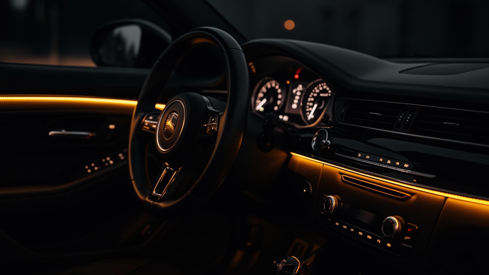 Car interior with ambient lighting